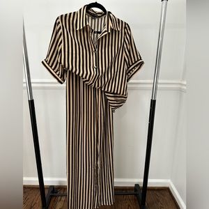 Stripe two piece pant set
